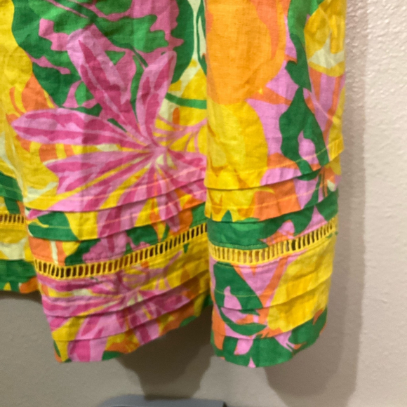 C & C California Womens Medium Linen Floral sleeveless resort vacation dress - Picture 3 of 5